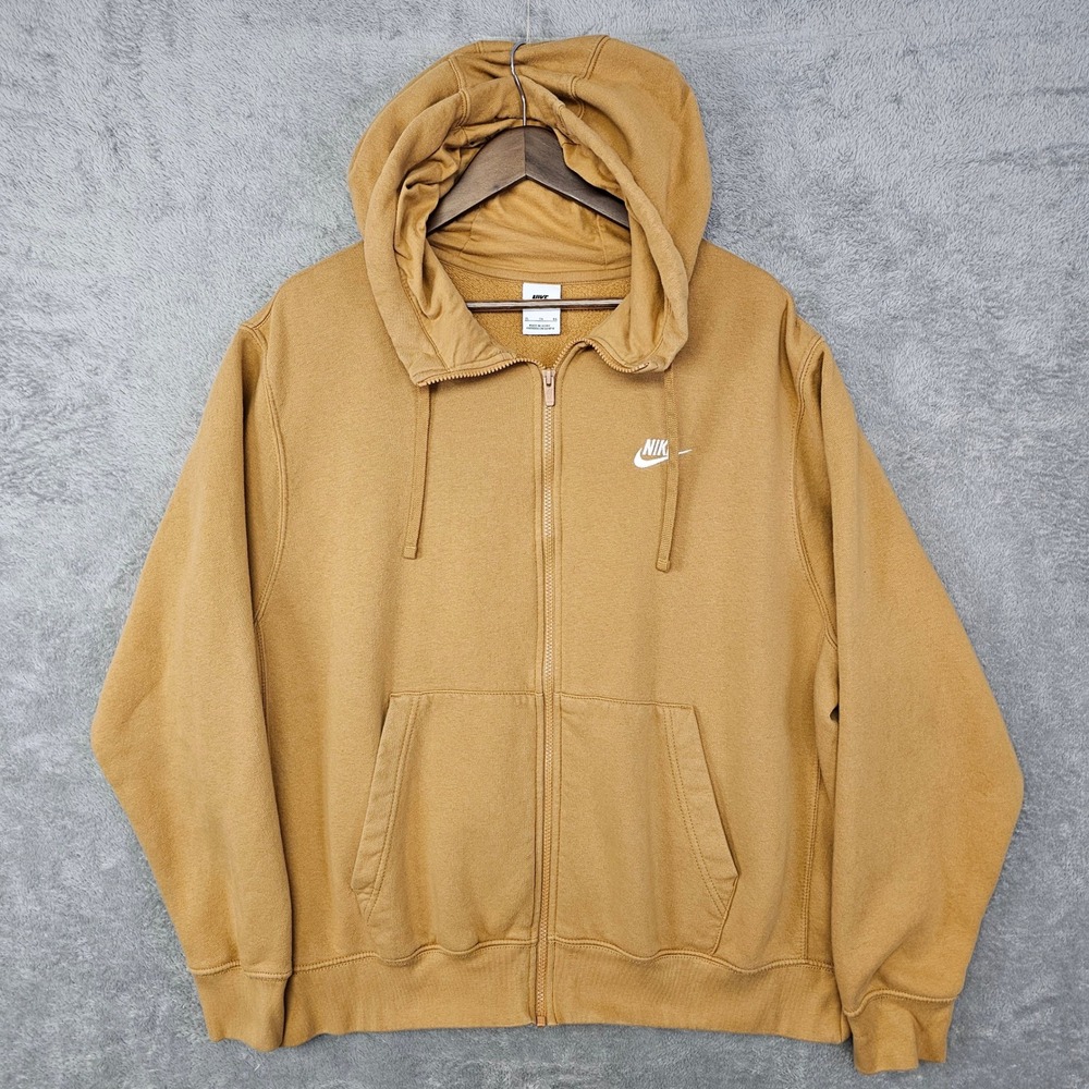 Nike Sportswear Club Fleece Full Zip Hoodie Women's XL Tan Brown BV2645-224